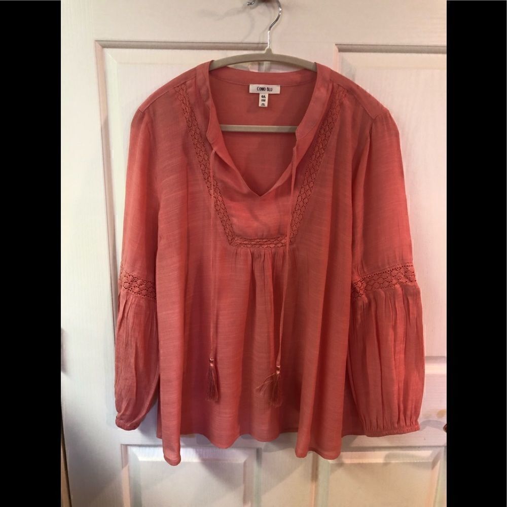 Bohemian coral blouse